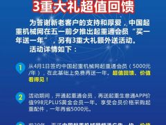 中國起重機械網(wǎng)慶五一“買一送一”三重大禮鉅惠不容錯過！